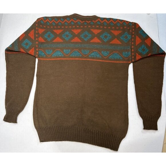 Le Tigre Coogi Style Vintage Knit Cosby Sweater Turquoise Brown Red Medium - Picture 10 of 11